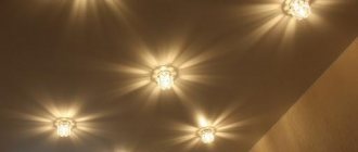 Description of the installation of spotlights in a gypsum board ceiling