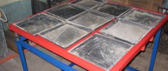 production of paving slabs